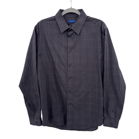 Joseph Abboud Men's Gray Shirt L Dark Academia Classic Officewear Minimal 90s - Picture 1 of 9